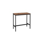 Smalt rektangulärt barbord, köksbord, högt bord för pubmatsal, stålstomme, 100 x 40 x 90 cm, enkel montering, industriellt, rust