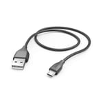 Hama Micro-USB Cable (USB-A 2.0 Male/Micro-USB Charging Cable, High Speed Data Transfer Cable, 480 Mbps, 1.5 m, for Samsung Galaxy, PS4, Huawei, Kindle, Nokia, Sony, LG, Xiaomi) Black