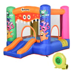 Kids Bouncy Castle Childrens Slide Basket Safety Net Trampoline Monster Design