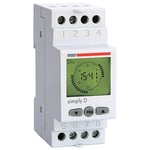 VEMER VE512000 Simply-D - Minuterie Programmable Numérique, Interrupteur Horaire avec Programmation Journalière, Montage sur Rail DIN, Blanc