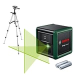Bosch cross line laser Quigo Green with tripod (green laser for better visibility, housing made of recycled plastic)