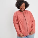 MODAVISTA - blouson droit simili cuir zippé rose framboise femme grande taille