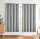 Bujasso Blackout Curtains Silver for Kitchen Living Room Full Light Blocking Window Curtains 72 Inches Length Room Darkening Blackout Curtains for BedRoom Set of 2 Panels Grommet Top 65"Wx72"L Silver