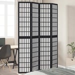 Room Divider 4 Panels Black Solid Wood Paulownia vidaXL