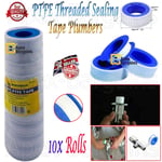 10x PTFE Threaded Sealing Tape Plumbers Water Tight Fitting Pipe Seals 10m x12mm