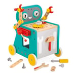 Janod - Chariot Robot Brico'Kids - Jeu de Bricolage Enfant - 38 Accessoires + 3 Outils - Jeu d'Imitation - Développe la Motricité Fine - Dès 18 Mois,J06456