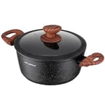 FLORINA MASTER BLACK Cocotte en aluminium 24 cm 4L | Revêtement antiadhésif | Pour tous types de plaques de cuisson, y compris induction | Poignées ergonomiques soft-touch