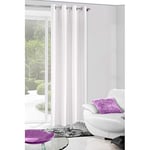 Eurofirany Plain Shimmer 8 Eyelets Thread Curtains 1 Piece Classic Glamour Modern Living Room Bedroom Lounge, Polyester, White, Silver, H250 x B140 cm (1er Pack)