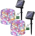 Ligarko Solar Fairy Lights Outdoor, 2 Pack Each14M/46Ft Garden Lights Solar Powered Waterproof, 120 LED 8 Modes Copper Wire Decorative Solar String Lights for Trees, Garden, Party (Multi-Coloured)