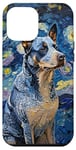 Coque pour iPhone 12 Pro Max Blue Heeler Starry Night Australian Battle Dog Art