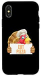 Coque pour iPhone X/XS Un cuisinier drôle de Thanksgiving à la dinde mange une pizza