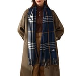 Gebell Women Tartan Scarf - Winter Plaid Blanket Scarves Long Soft Warm Tartan Check Scarfs Ladies Wool Spinning Tassel Shawl Stole UK