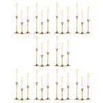 Romadedi Bougeoir Chandelier Doré Métal - 10 lot / 30 Bougeoirs Décoratifs pour Bougies Coniques pour Cheminée, 15/19/24cm Centre de Table Mariage Noel Maison Décoration