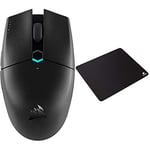 Corsair KATAR PRO WIRELESS Gaming Mouse, Black & MM100 Medium Cloth Surface Mousepad (Glide-Optimised Textile Surface, Anti-Slip Base, 320 mm x 270 mm x 3 mm) - Black