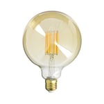 XANLITE - RFDE1521B125A - Ampoule Filament LED déco verre ambré G125, culot E27, 1521 Lumens, conso. 15W (equivalence 100W), 1800 Kelvins - Lumière blanc chaud