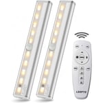 Kök LED-lampa Trådlös Fjärrkontroll Spotlight Hela Huset Stick LED-lampa med Magnetisk Remsa/Automatisk På/Av Timer, Silver 2-pack