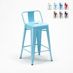 Tabouret de bar cuisine industriel en acier avec dossier h61cm Steel Top Couleur: Turquoise