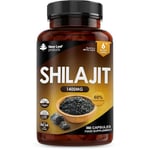 Shilajit Capsules 1400mg 60% Fulvic Acid Pure Shilajit - High Strength Himilayan Shilajit, 6 Months Supply Shalajit Resin - Made in The UK Shilajit Supplement by New Leaf 360 Capsules