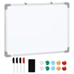 Whiteboard Magnettavla Med 4 Markörer, 1 Suddgummi, 10 Magneter, Staffli, Väggmonterad, 60X1,8X45Cm