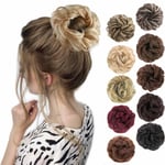 1 st Messy Hair Bun Hair Scrunchies Extension Curly Wavy Messy Syntetisk Chignon för kvinnor Updo Hairpiece Ash Blonde & Bleach Blonde##