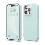 elago Liquid Silicone Case Compatible with iPhone 15 Pro Case, Premium Silicone, Full Body Protective Case [4-Layer Shockproof Structure], Soft Microfiber Lining Mint Green