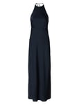 Slfannie Halterneck Maxi Dress D2 Maxiklänning Festklänning Navy Selected Femme