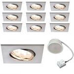 9x 5W Paulmann Lampes Encastrées Set Coin Satin Carré Pivotant Inclus Mili LED