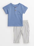 Tu Sailor Blue T-Shirt & Stripe Trousers Set Up to 3 mths Multi Coloured To Mths