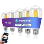 Aigostar Ampoule Connectée WiFi E27 6W Edison Ampoules Vintage Intelligente ST64 CCT Ampoule Alexa Retro, Compatible avec Alexa et Google Home, Ampoule WiFi Dimmable 2700K-6500K