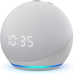 Amazon Echo Dot 4th Gen Smart Speaker with Clock - Glacier White - UK Model