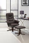 Vegan Leather Swivel Recliner with Footstool