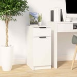 White Engineered Wood Desk Cabinet 33.5x50x75cm with Drawer & Compartments