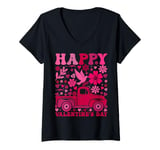 Womens Funny Happy Valentines Day Heart Love Valentine Men Women V-Neck T-Shirt