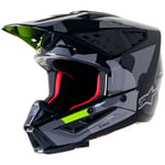 Crosshjälm alpinestars - Supertech m5 svart fluorescerande grön grå kamouflage xs rover