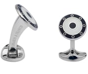 Deakin & Francis Cufflinks Sterling Silver Round Black Clear Enamel