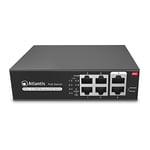 Atlantis Switch 6-Port 10/100Mbps 4 Ports poe jusqu'à 65W, Chaque Port jusqu'à 30W, Desktop/Mur, Alimentation Interne, boîtier métallique,A02-F6P4-65W,VLAN et Longue Distance,jusqu'à 250m, Mode A