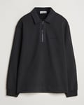 Stone Island Garment Dyed Fleece Zip Polo Black