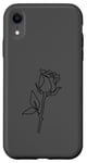 Coque pour iPhone XR Rose noire abstraite dessin minimaliste Line Art