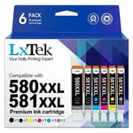 LxTek replacement for Canon 580XXL 581XXL Ink Cartridges for Canon PIXMA TS6251 TS6350 TS6351 TR8550 TS8150 TS8250 TS6150 TR7550 TS9150 TS6151 TS8251 TS6250 TS9550 TS705 TS8151 PGBK/BK/C/M/Y/PC 6-Pack