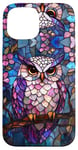 Coque pour iPhone 15 Owl Stained Art Mosaic Stain Art Owl Lover Colorful Floral