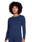 LAPASA Haut Thermique Femme Maillot de Corps à Manches Longues sous-Vêtements Chauds Thermoflux Automne/Hiver L15 Bleu Marine (1 Haut, Fin) XL