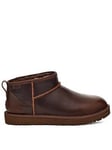 UGG Men's Leather Regen Classic Ultra Mini Boots - Brown, Brown, Size 7, Men