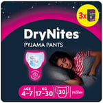 Huggies DryNites pyjamasbukser til engangsbruk for jenter 4-7 år 3 x 10 stk.