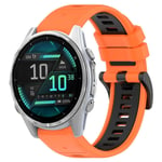 Garmin Fenix 8 AMOLED 43mm Tvåfärgat Klockarmband i silikon - Orange / Svart