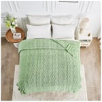 GC GAVENO CAVAILIA Throw Blankets - Fluffy Fleece Blankets For Bed, Couch, Sofa, Settee - Comfortable Thermal, Warm, Cosy Blankets & Throws - Stylish Jacquard Throw (130X180 cm) - Sage Green