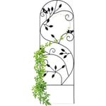 Treillis jardin oiseaux fer, Clôture plante grimpante Grille fleurs métal, Arceau rosier, 120 x 40 cm, noir - Relaxdays