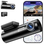 AZDOME M300S 4K Dash Cam with 5G WiFi 64GB TF Card, Dash Cam Front and Rear 170° Wide Angle GPS Voice Control WDR Night Vision G-Sensor Parking Monitor, Easy to Install, Max Up Support to 128GB