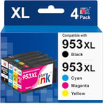 starink 953XL Cartouches d'encre pour Cartouche HP 953 953XL pour HP Officejet Pro 7720 7740 8740 8730 8725 8720 8710 8218 8210 7730 8715,Noir, Cyan, Magenta, Jaune, Lot de 4