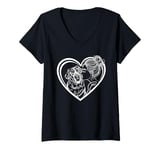 Womens Saint Bernard Mom Dog Art Valentine's Day Heart V-Neck T-Shirt