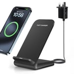 VNBBT 20W Fast Wireless Charger for Apple & Android,Phone Charging Stand for iPhone 16/16 Pro/15/14/13/12/11/X/XR,15W Wireless Fast Charging Station for Samsung Galaxy S24/S23,Pixel,LG-With Plug